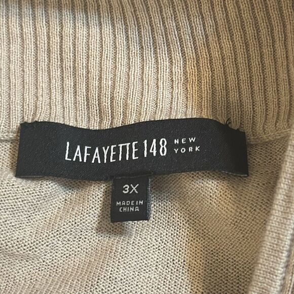 lafayette 100 New York merino wool cotton blend pullover sweater with zip 3x - Picture 10 of 10
